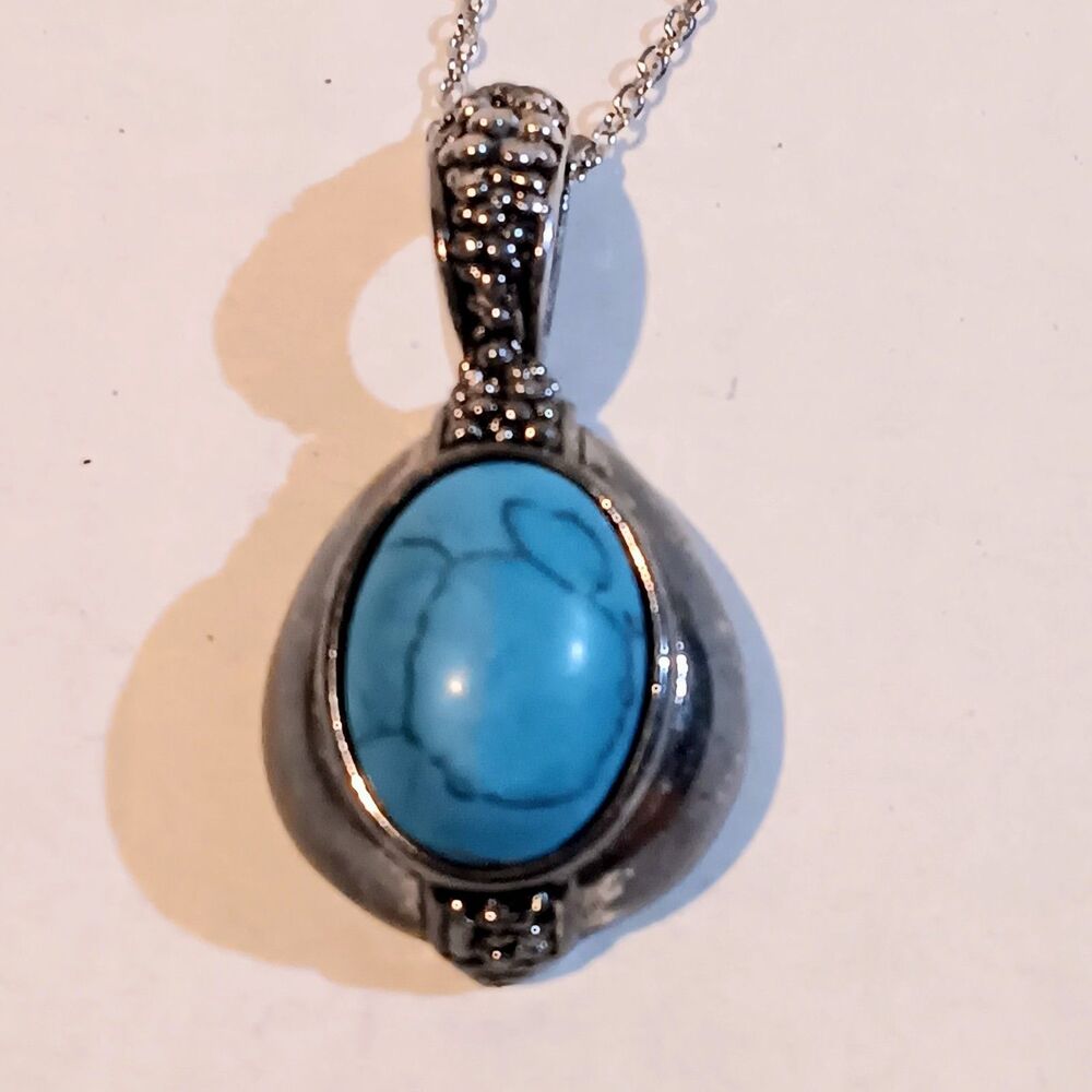 Vintage Premier Designs Granada Compressed Turquoise Necklace-2005-Signed